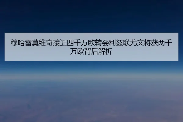 穆哈雷莫维奇接近四千万欧转会利兹联尤文将获两千万欧背后解析